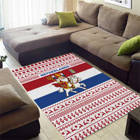 Netherlands Christmas Area Rug with Sinterklaas Horse Dutch Flag and Festive Knit Pattern - Wonder Print Shop