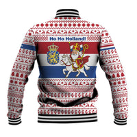 Netherlands Christmas Baseball Jacket with Sinterklaas Horse Dutch Flag and Festive Knit Pattern - Wonder Print Shop