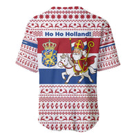 Netherlands Christmas Baseball Jersey with Sinterklaas Horse Dutch Flag and Festive Knit Pattern - Wonder Print Shop