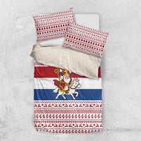Netherlands Christmas Bedding Set with Sinterklaas Horse Dutch Flag and Festive Knit Pattern - Wonder Print Shop