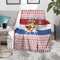 Netherlands Christmas Blanket with Sinterklaas Horse Dutch Flag and Festive Knit Pattern - Wonder Print Shop