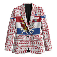 Netherlands Christmas Blazer with Sinterklaas Horse Dutch Flag and Festive Knit Pattern - Wonder Print Shop