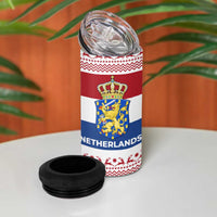 Netherlands Christmas 4 in 1 Can Cooler Tumbler with Sinterklaas Horse Dutch Flag and Festive Knit Pattern - Wonder Print Shop