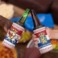 Netherlands Christmas 4 in 1 Can Cooler Tumbler with Sinterklaas Horse Dutch Flag and Festive Knit Pattern - Wonder Print Shop