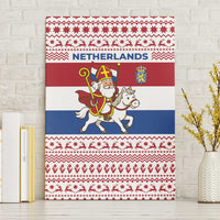 Netherlands Christmas Canvas Wall Art with Sinterklaas Horse Dutch Flag and Festive Knit Pattern - Wonder Print Shop