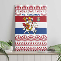 Netherlands Christmas Canvas Wall Art with Sinterklaas Horse Dutch Flag and Festive Knit Pattern - Wonder Print Shop