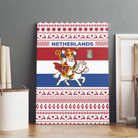Netherlands Christmas Canvas Wall Art with Sinterklaas Horse Dutch Flag and Festive Knit Pattern - Wonder Print Shop