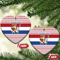 Netherlands Christmas Ceramic Ornament with Sinterklaas Horse Dutch Flag and Festive Knit Pattern - Wonder Print Shop