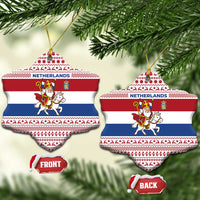 Netherlands Christmas Ceramic Ornament with Sinterklaas Horse Dutch Flag and Festive Knit Pattern - Wonder Print Shop