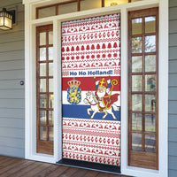 Netherlands Christmas Door Cover with Sinterklaas Horse Dutch Flag and Festive Knit Pattern - Wonder Print Shop