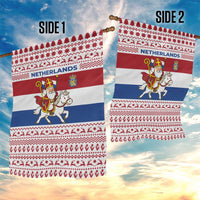 Netherlands Christmas Garden Flag with Sinterklaas Horse Dutch Flag and Festive Knit Pattern - Wonder Print Shop
