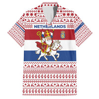 Netherlands Christmas Hawaiian Shirt with Sinterklaas Horse Dutch Flag and Festive Knit Pattern - Wonder Print Shop
