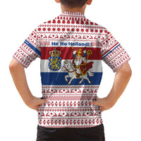 Netherlands Christmas Hawaiian Shirt with Sinterklaas Horse Dutch Flag and Festive Knit Pattern - Wonder Print Shop