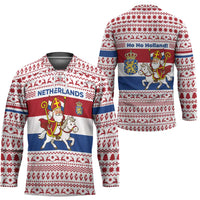 Netherlands Christmas Hockey Jersey with Sinterklaas Horse Dutch Flag and Festive Knit Pattern - Wonder Print Shop
