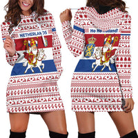 Netherlands Christmas Hoodie Dress with Sinterklaas Horse Dutch Flag and Festive Knit Pattern - Wonder Print Shop