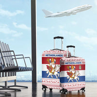 Netherlands Christmas Luggage Cover with Sinterklaas Horse Dutch Flag and Festive Knit Pattern - Wonder Print Shop