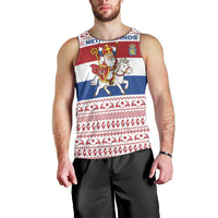 Netherlands Christmas Men Tank Top with Sinterklaas Horse Dutch Flag and Festive Knit Pattern - Wonder Print Shop