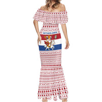 Netherlands Christmas Mermaid Dress with Sinterklaas Horse Dutch Flag and Festive Knit Pattern - Wonder Print Shop