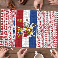 Netherlands Christmas Puzzle with Sinterklaas Horse Dutch Flag and Festive Knit Pattern - Wonder Print Shop