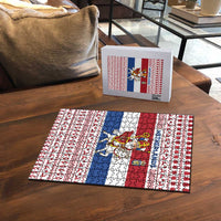 Netherlands Christmas Puzzle with Sinterklaas Horse Dutch Flag and Festive Knit Pattern - Wonder Print Shop