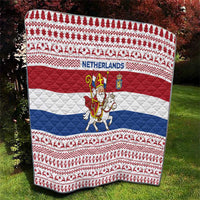 Netherlands Christmas Quilt with Sinterklaas Horse Dutch Flag and Festive Knit Pattern - Wonder Print Shop