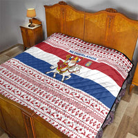 Netherlands Christmas Quilt with Sinterklaas Horse Dutch Flag and Festive Knit Pattern - Wonder Print Shop