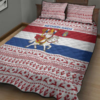 Netherlands Christmas Quilt Bed Set with Sinterklaas Horse Dutch Flag and Festive Knit Pattern - Wonder Print Shop