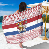 Netherlands Christmas Sarong with Sinterklaas Horse Dutch Flag and Festive Knit Pattern - Wonder Print Shop