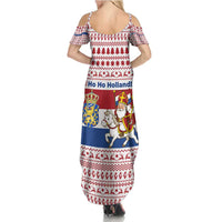 Netherlands Christmas Summer Maxi Dress with Sinterklaas Horse Dutch Flag and Festive Knit Pattern - Wonder Print Shop