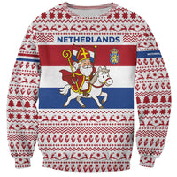 Netherlands Christmas Sweatshirt with Sinterklaas Horse Dutch Flag and Festive Knit Pattern - Wonder Print Shop
