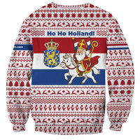 Netherlands Christmas Sweatshirt with Sinterklaas Horse Dutch Flag and Festive Knit Pattern - Wonder Print Shop