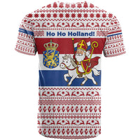 Netherlands Christmas T Shirt with Sinterklaas Horse Dutch Flag and Festive Knit Pattern - Wonder Print Shop