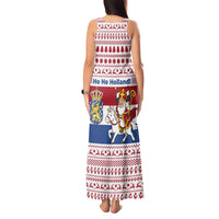 Netherlands Christmas Tank Maxi Dress with Sinterklaas Horse Dutch Flag and Festive Knit Pattern - Wonder Print Shop