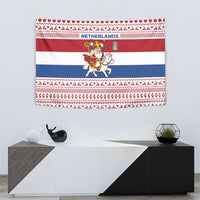 Netherlands Christmas Tapestry with Sinterklaas Horse Dutch Flag and Festive Knit Pattern - Wonder Print Shop