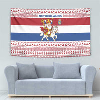 Netherlands Christmas Tapestry with Sinterklaas Horse Dutch Flag and Festive Knit Pattern - Wonder Print Shop