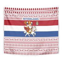 Netherlands Christmas Tapestry with Sinterklaas Horse Dutch Flag and Festive Knit Pattern - Wonder Print Shop