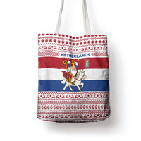 Netherlands Christmas Tote Bag with Sinterklaas Horse Dutch Flag and Festive Knit Pattern - Wonder Print Shop
