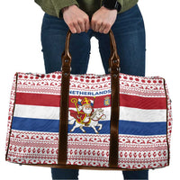 Netherlands Christmas Travel Bag with Sinterklaas Horse Dutch Flag and Festive Knit Pattern - Wonder Print Shop