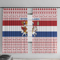 Netherlands Christmas Window Curtain with Sinterklaas Horse Dutch Flag and Festive Knit Pattern - Wonder Print Shop