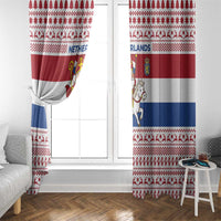 Netherlands Christmas Window Curtain with Sinterklaas Horse Dutch Flag and Festive Knit Pattern - Wonder Print Shop