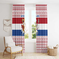 Netherlands Christmas Window Curtain with Sinterklaas Horse Dutch Flag and Festive Knit Pattern - Wonder Print Shop