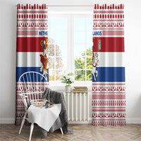 Netherlands Christmas Window Curtain with Sinterklaas Horse Dutch Flag and Festive Knit Pattern - Wonder Print Shop