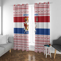 Netherlands Christmas Window Curtain with Sinterklaas Horse Dutch Flag and Festive Knit Pattern - Wonder Print Shop