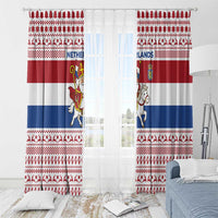 Netherlands Christmas Window Curtain with Sinterklaas Horse Dutch Flag and Festive Knit Pattern - Wonder Print Shop