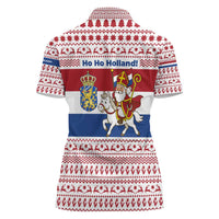 Netherlands Christmas Women Polo Shirt with Sinterklaas Horse Dutch Flag and Festive Knit Pattern - Wonder Print Shop