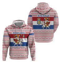 Netherlands Christmas Zip Hoodie with Sinterklaas Horse Dutch Flag and Festive Knit Pattern - Wonder Print Shop
