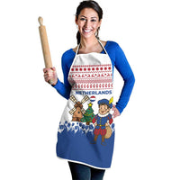Netherlands Christmas Apron with Christmas Tree Windmill Piet Character and Tulip Pattern - Wonder Print Shop