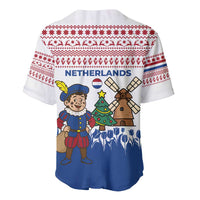 Netherlands Christmas Baseball Jersey with Christmas Tree Windmill Piet Character and Tulip Pattern - Wonder Print Shop