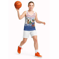 Netherlands Christmas Basketball Jersey with Christmas Tree Windmill Piet Character and Tulip Pattern - Wonder Print Shop