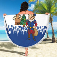 Netherlands Christmas Beach Blanket with Christmas Tree Windmill Piet Character and Tulip Pattern - Wonder Print Shop